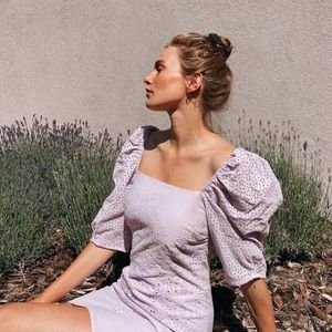 H&M Eyelet Embroidered Lilac Dress